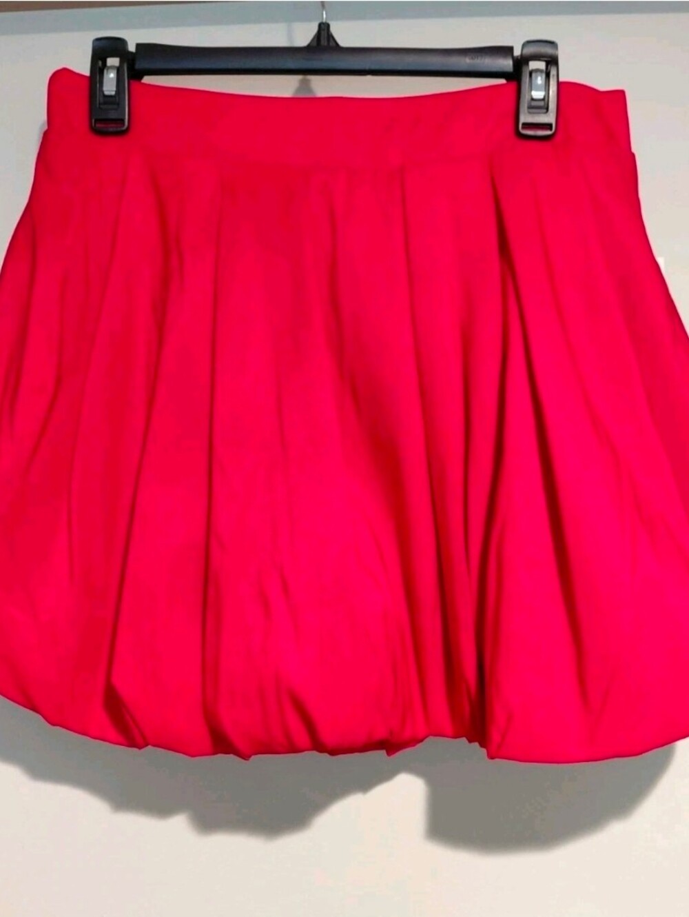 A New Day Bubble Mini Skirt Red Women's Medium NWT Pockets Pull On Trendy